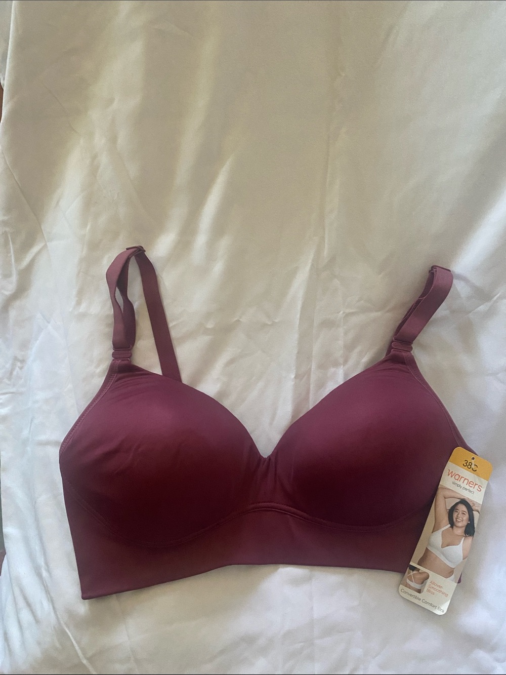 Warner's Wireless Seamless Bra in Plum Berry Size 38C